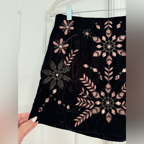 Free People Bright Lights Embroidered Velvet Mini Skirt - Picture 5 of 6